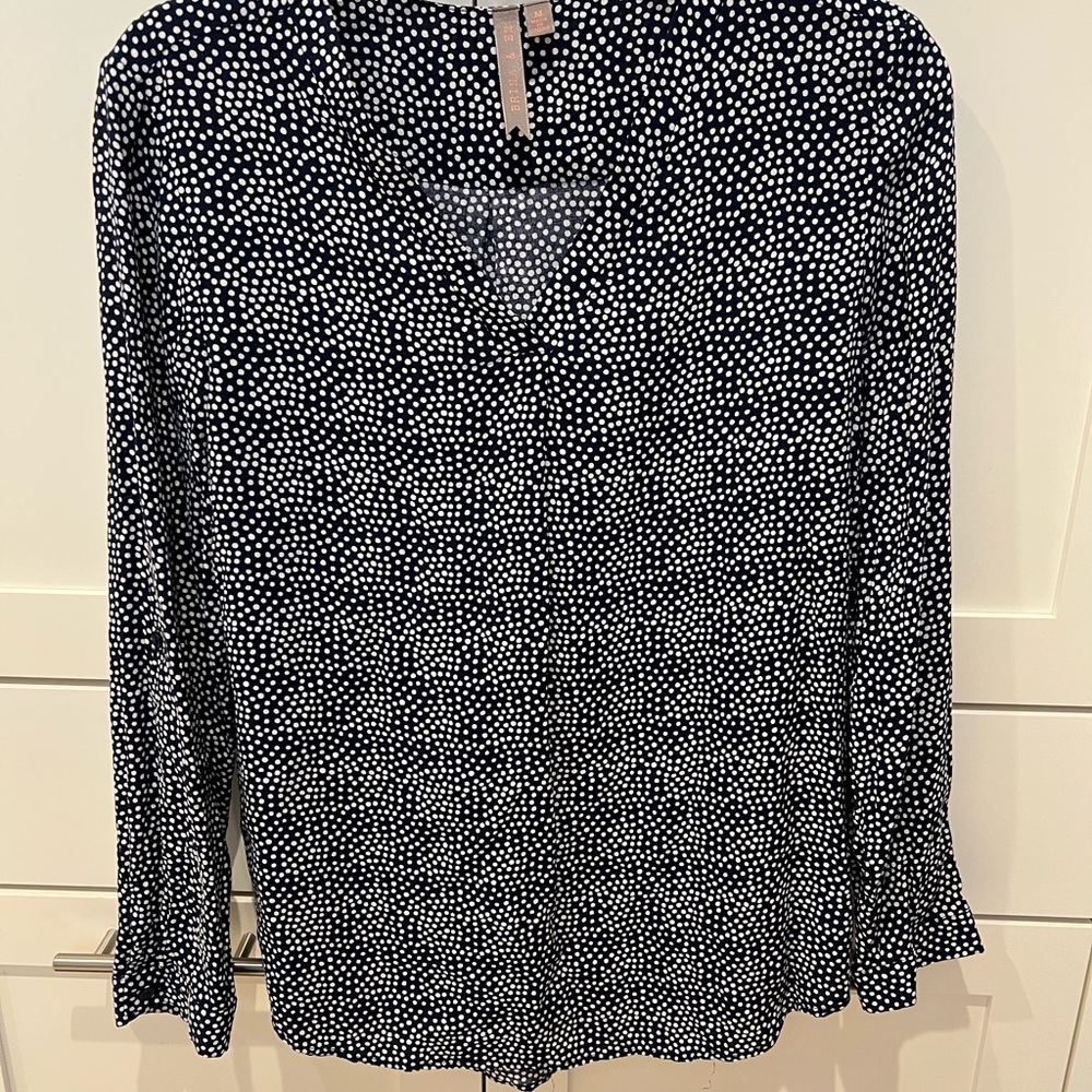 Black and White Long Sleeve Relaxed Blouse